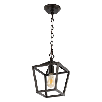 Oslin 8" Vintage Farmhouse Iron Chain Pagoda LED Pendant - JONATHAN Y